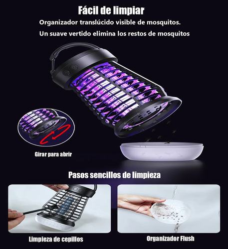 3 en 1 UV Inverter AI Mosquito Killer Matamosquitos de exterior con luz LED de camping matamosquitos de interior con función USB recargable para pasillos de viaje balcones patios traseros etc