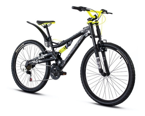 Imagen 2 de 4 de Mountain bike Mercurio Doble Suspensión Kaizer DH 2020 R26 21v frenos v-brakes color negro/amarillo con pie de apoyo