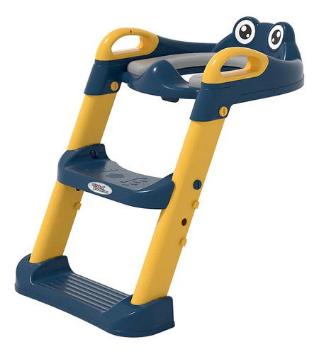 Bañito Entrenador Para Bebes Asiento Con Escalera Ajustable Color Azul/amarillo Ojitos