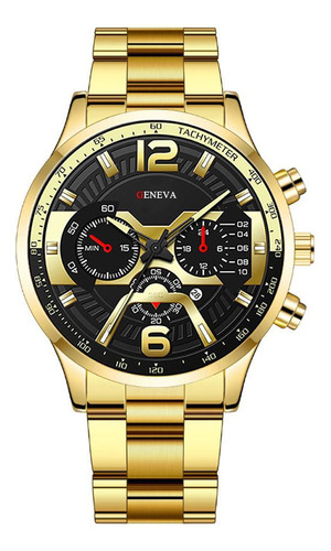 Relógio De Luxo Geneva G0106 - Pulseira Aço, Resistente Água