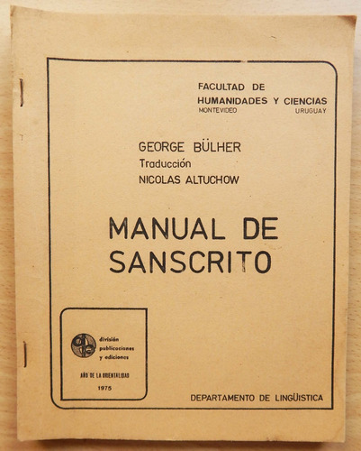 Manual De Sanscrito George Bülher Trad. Nicolas Altuchow