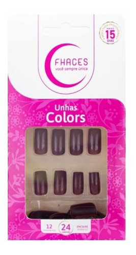 Unhas Postiças Colors Dona Avelã 24 Unidades Fhaces