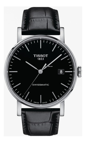 Relógio masculino Tissot Everytime Swissmatic em couro preto