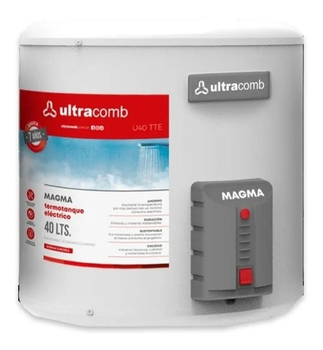 Termotanque 40 Lts Eléctrico Ultracomb U40-tte Color Blanco