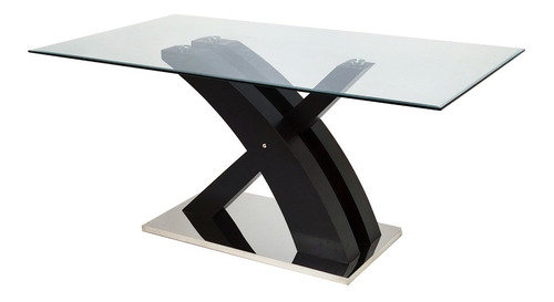 Mesa Comedor Rectangular Vidrio Templado Biselado Mdf Acero