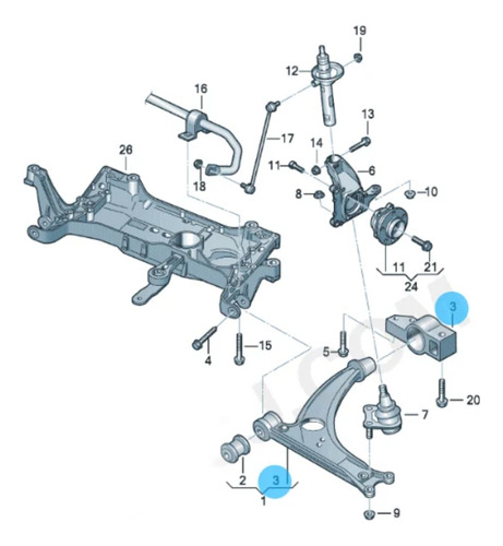 Kit 4 Buchas Bandeja Vw Tiguan 2 Fwd 2.0t Tsi Passat Cc Orig