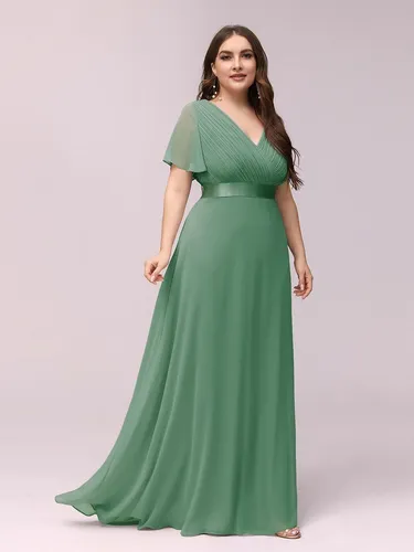 Vestido Largo Fiesta Elegante Verde Jade Seco Talla Extra