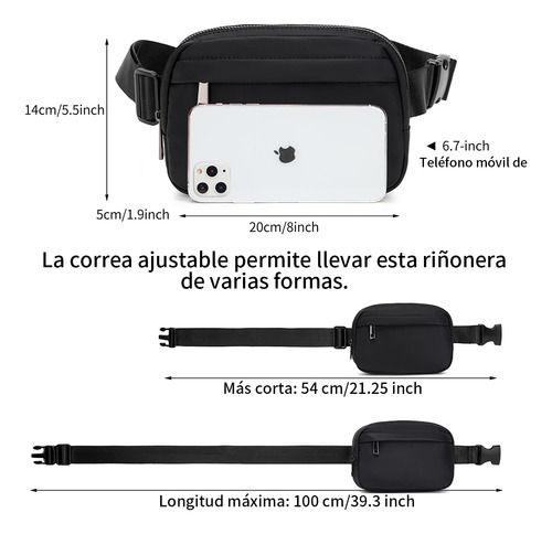 2 Cangureras Multiusos Impermeable Naisieka 2YB Color Negro/Caqui