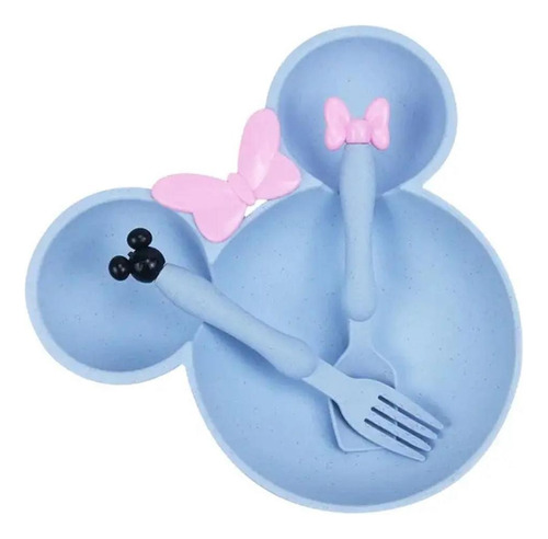 Set Minnie Mouse Plato Y Cubiertos Para Bebe Niños Infantil 