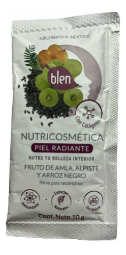 Polvo Para Preparar Bebida Frutos Piel Radiante Colageno 8pz