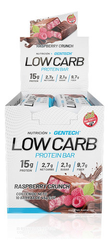 Gentech  Low Carb Protein Bar Proteína Caja X 10 Unidades