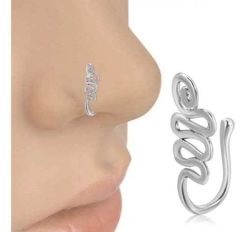 Piercing Falso Anillo De Nariz Clip En Forma De U En Plata