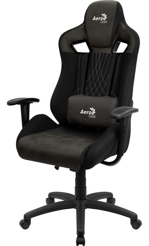 Silla de escritorio AeroCool Earl gamer ergonómica negra con tapizado de aerosuede