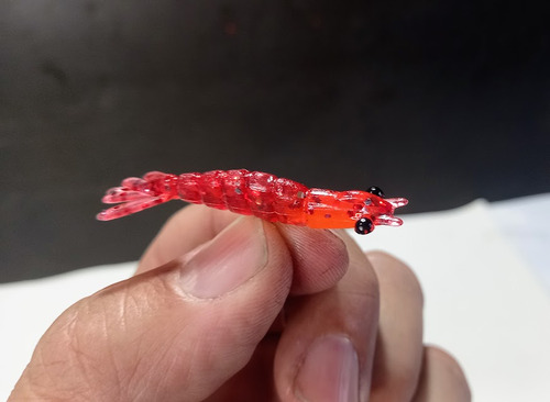 8 Isca 5cm Camarão Snook Robalo Vermelho Red Ovado Plastisol Cor Vermelho Red Ovado Laranja