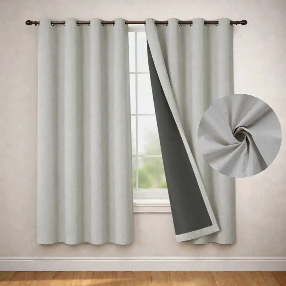 Cortina 100% Blackout Casatua 2 Paños De 160 X 135cm Liviana - Marfil