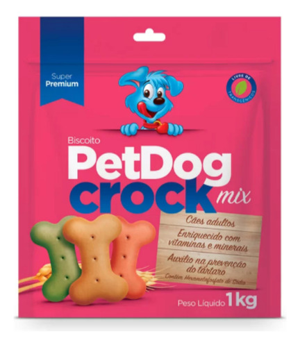 Biscoito Pet Dog Crock Mix Para Cães - 1kg