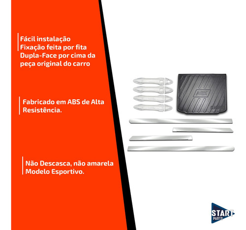 Kit Cromado Friso Largo Maçaneta 4p Tapete Prot Ix35 22