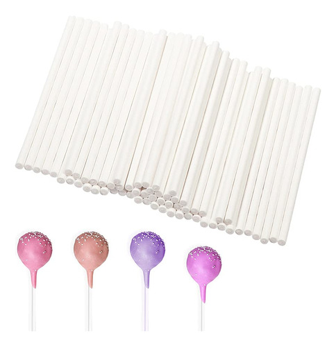 Palitos De Piruleta, 200 Palitos De Papel Blanco De 6 Pulgad