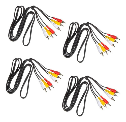 Pack 4 Cables Rca A Rca 3x3 Audio Video Macho-macho 1,5 Mts 