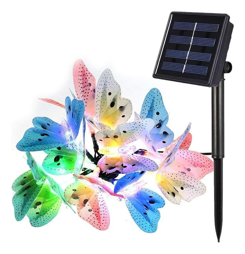 Guirnalda De Luces Solares De Mariposa 12 Luces Led De Fibra