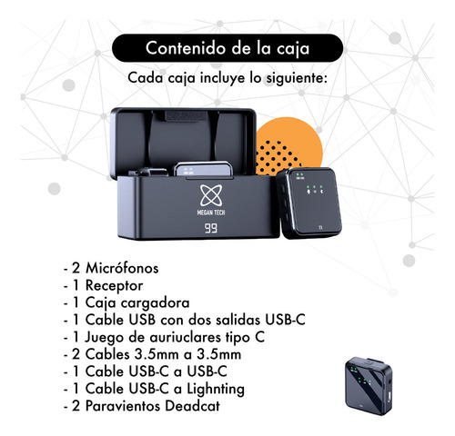 Microfono Usb C Omnidireccional Megan Tech SX63 Compatible con iPhone Premium Color Negro
