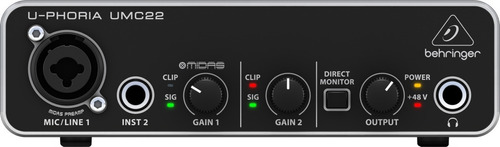 Interface De Áudio Behringer U-phoria Umc22