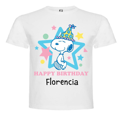 Polera Personalizada Snoopy Algodon Niños Cumpleaños