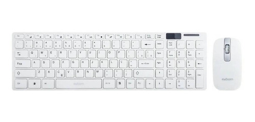 Imagem 1 de 3 de Kit de teclado e mouse sem fio Exbom BK-S1000 Português Brasil de cor branco
