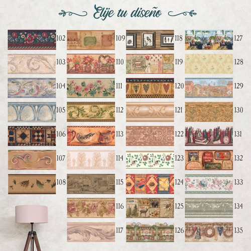 Cenefas Decorativas Adhesivas Vintage Retro 13cm 24 Mts