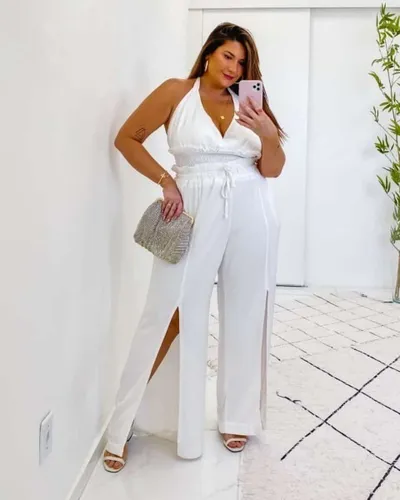 Calça Capri Plus Size Branca Babi - Look Plus Size de Réveillon