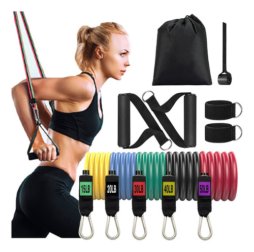 Set 5 Bandas Elasticas Manija Tobillo Anclaje Para Puerta