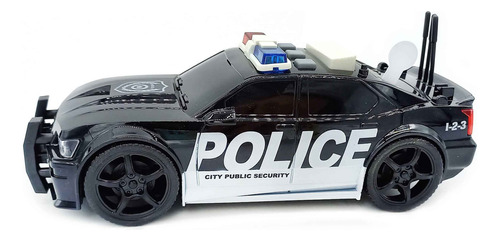 Auto Policía Fricción, Con Luz Y Sonido - 11691 Color Negro