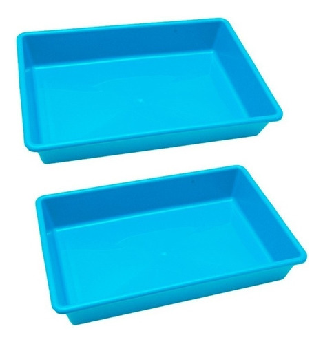 Kit 2 Caixa De Areia Para Gatos Bandeja Higiênica Sanitário Cor Azul-celeste