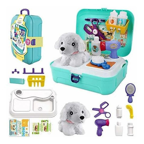 Teuvo Pet Care Play Set Doctor Kit Para Niños, 16 Piezas Doc