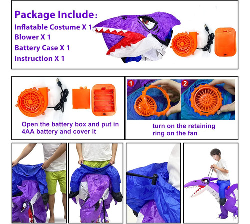 Camlinbo Disfraz Inflable De Dinosaurio De Halloween Para Ni