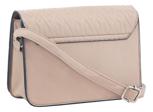 Cartera Amayra Eco De Cuero Con Tapa Y Correa Ajustable Ama 67.c2766.3 Camel Lisa Níquel Marrón Claro