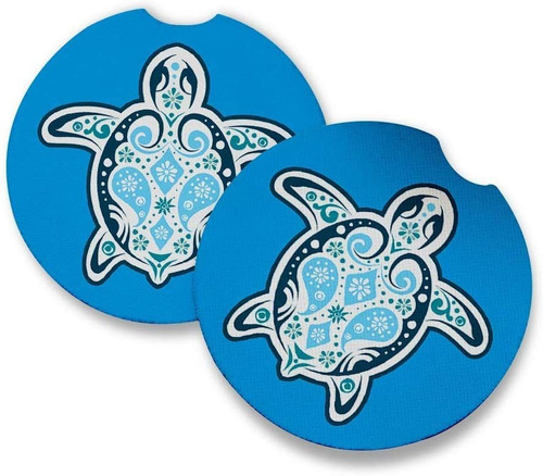 Tortuga Del Mar Azul. Juego De 2 Posavasos Para Coche Acceso