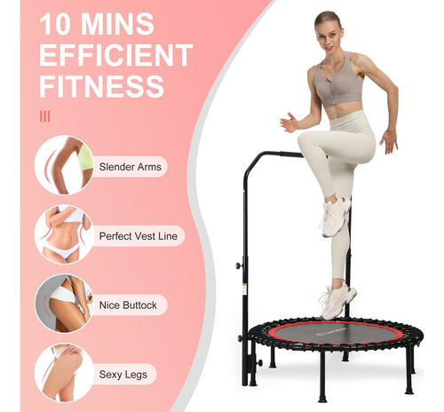 Trampolín Mini Plegable Para Adultos 40 Con Asidero Ajustabl