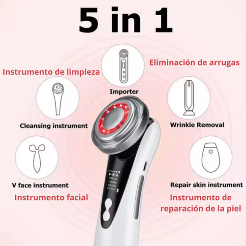 Masajeador Facial Fototerapia Recargable Rejuvenecimiento Todo Tipo De Piel Día/noche