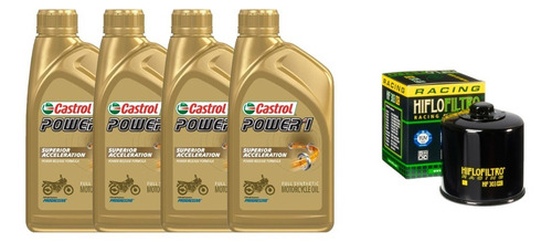 Kit Premium 4l Castrol Power 1 Full Sint 10w50 + Hiflofiltro