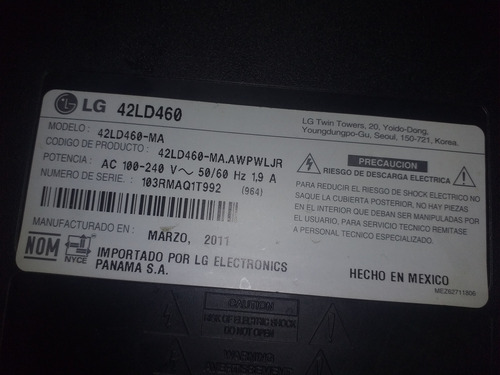 Televisor LG 42 Led Full Hd 42ld460-ma Negro (Usado)