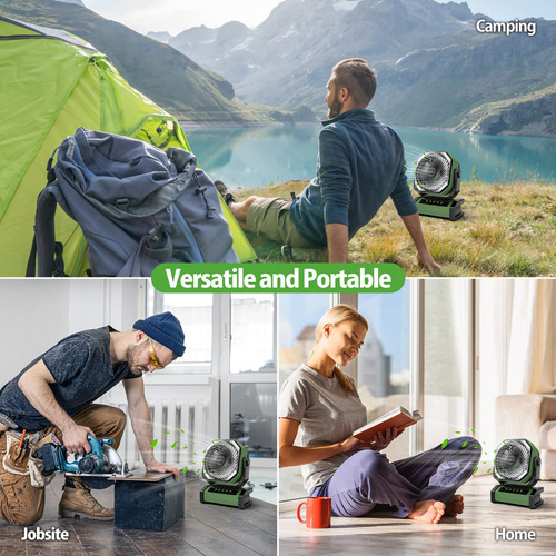 Ventilador De Camping Addacc De 20000 Mah, Recargable, Con L