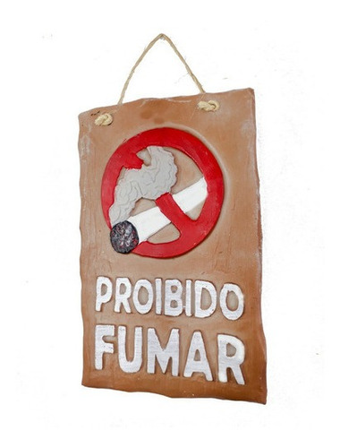 Imagem 3 de 5 de Placa Proibido Fumar Bege Em Resina