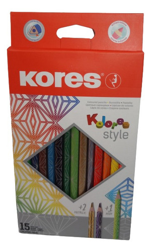 Creyones De Madera Triangulares Kores Style ( 15 Colores )
