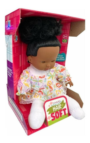 Boneca Coleção Hair Soft Negra - Milk Brinquedos - Ref. 404