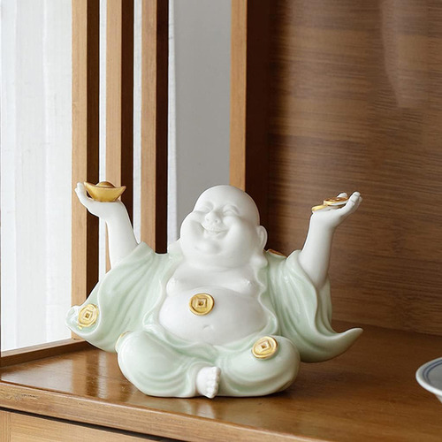 Buda De La Abundanci Cerámica Maitreya Buda Sonriente 10cm