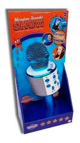 Microfone Infantil Karaokê Show Com Bluetooth Azul Toyng