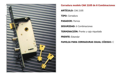 Imagen 3 de 5 de Cerradura Trabex 2105 Doble Perno Frente Grande