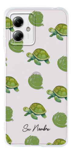 Funda Para Motorola Para Mujer Patrón Tortugas Con Tu Nombre