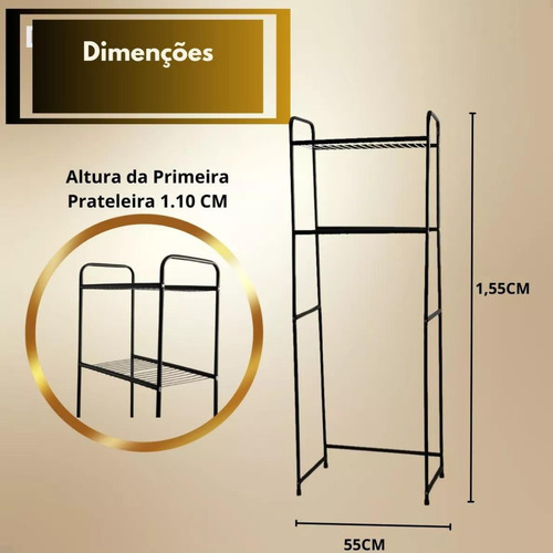 Maxeb estante para banheiro com 2 níveis preto fosco furos para torneira